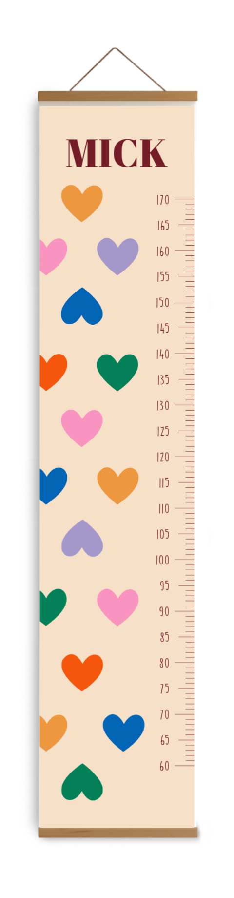 Groeimeter kleurrijk hartjes Mick