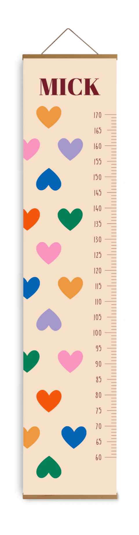 Groeimeter kleurrijk hartjes Mick