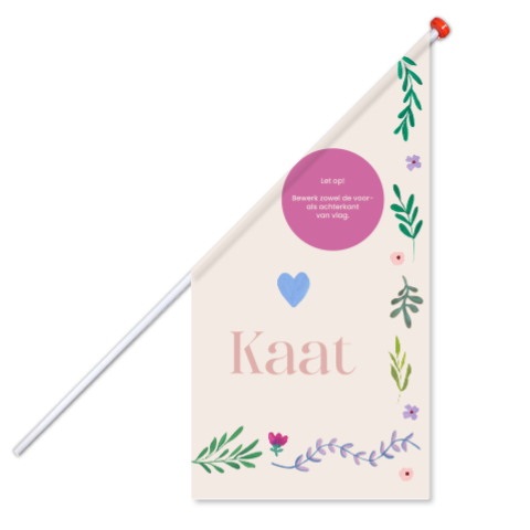 Geboortevlag takjes bloemetjes Kaat