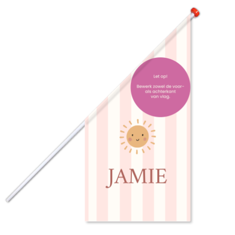Geboortevlag streepjes lichtblauw zon Jamie