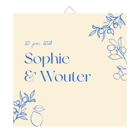 Tegeltje trouwdag Aquarel elementen Sophie Wouter