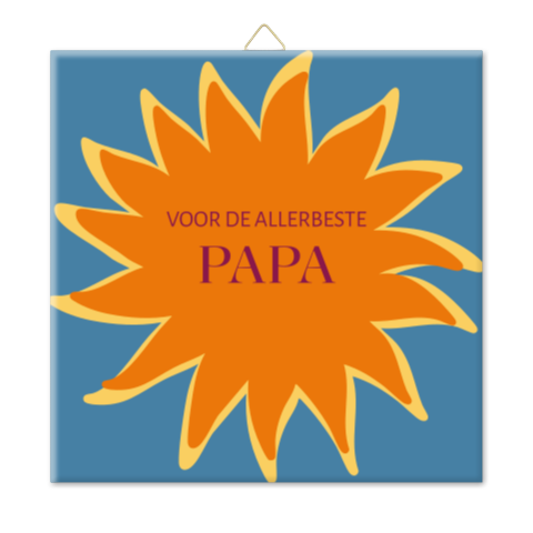 Tegeltje zon oranje blauw Vaderdag
