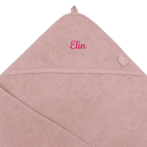 Badcape met naam roze