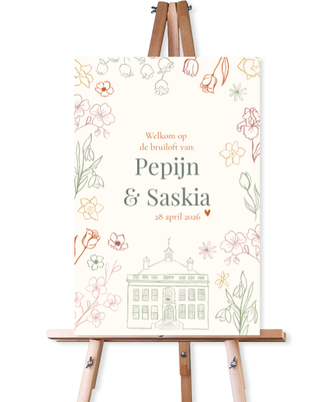 Welkomstbord Pepijn Saskia