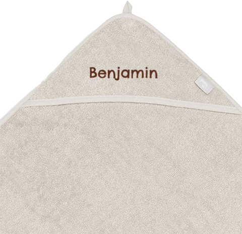 Badcape met naam nougat creme