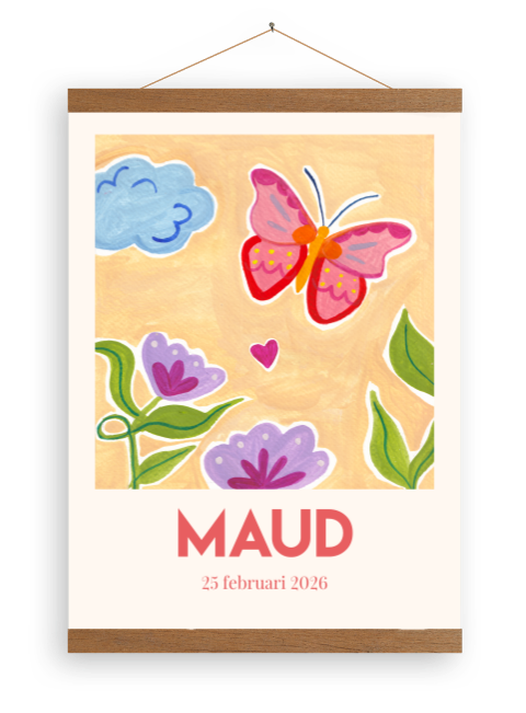  Canvasposter vlinder bloemen gouache