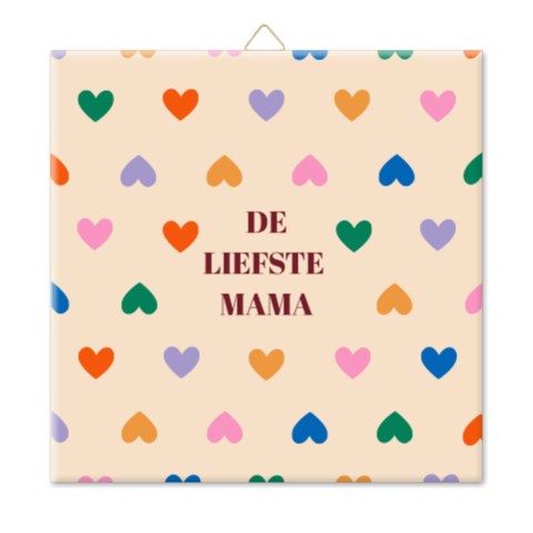 Tegeltje hartjesprint gekleurd Moederdag