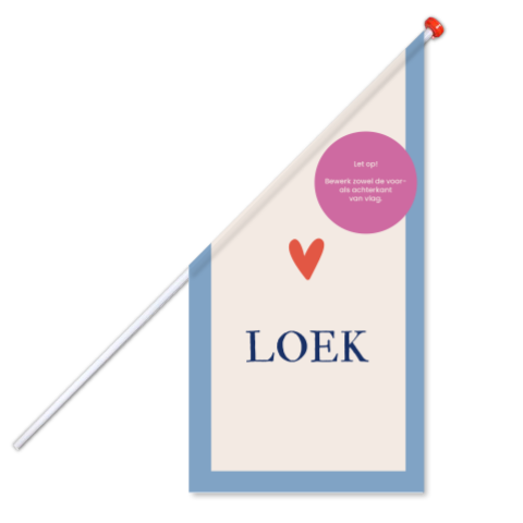 Geboortevlag beige blauw hartje Loek