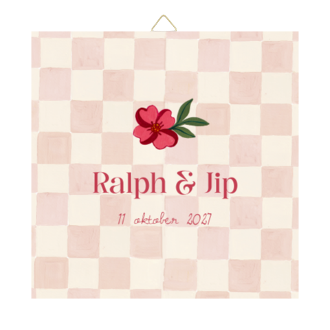 Tegeltje trouwdag Ralph Jip Bloemen Checkerboard