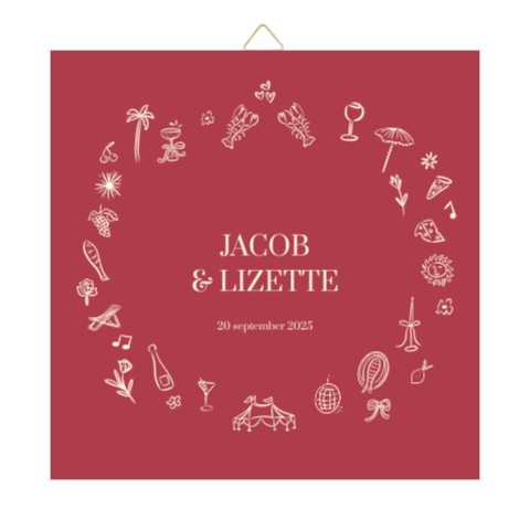 Tegeltje trouwdag elementjes Jacob Lizette