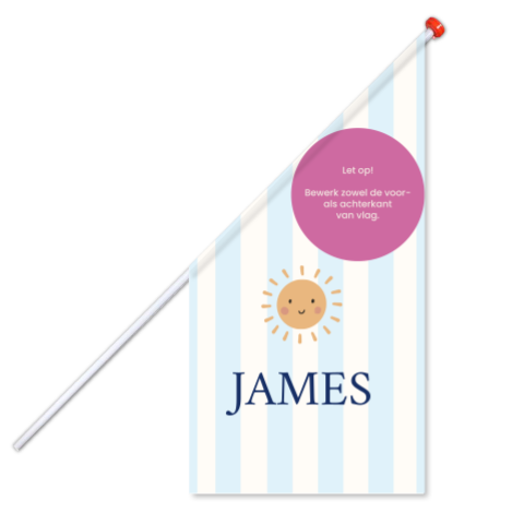 Geboortevlag streepjes lichtblauw zon James