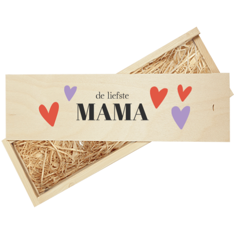 Wijnkist hartjes paars rood Moederdag