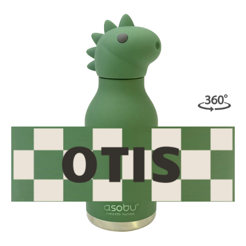 Drinkfles Dierenhoofd Dino's checkerboard