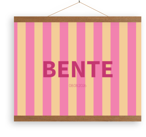 Canvasposter streepjes roze Bente