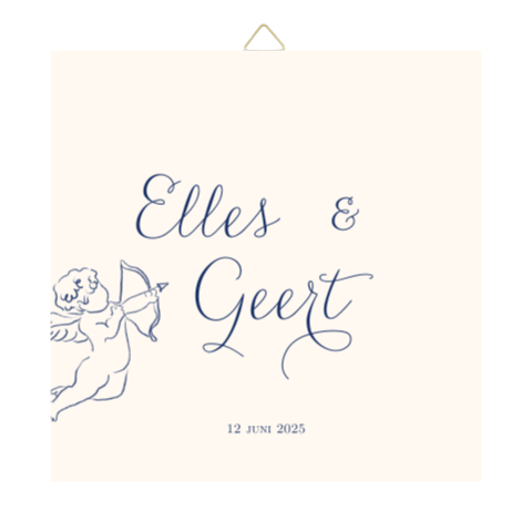 Tegeltje trouwdag Cupido print Elles & Geert