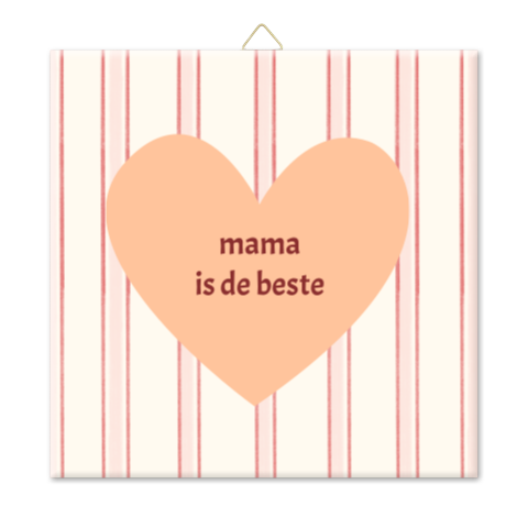 Tegeltje streepjes hart Moederdag
