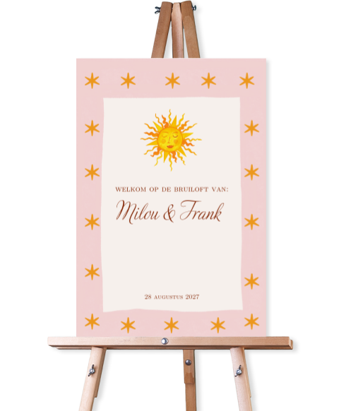 Welkomstbord sterren zon Milou Frans