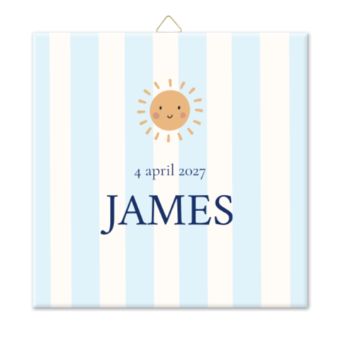 Tegeltje streepjes lichtblauw zon James