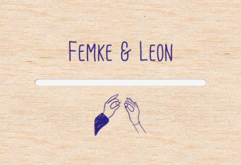 Enveloppenkist hout Bruidspaar Ringen Femke Leon