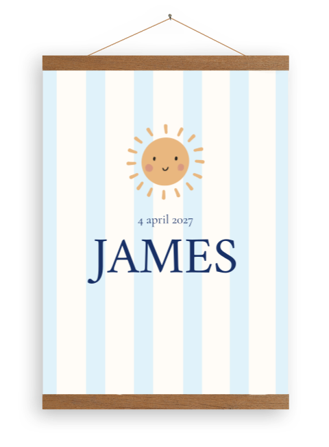 Canvasposter streepjes zonnetje James