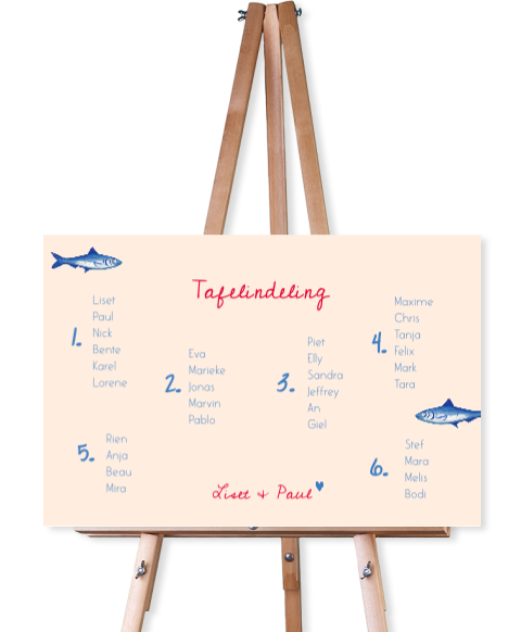 Tafelschikking bord Liset & Paul