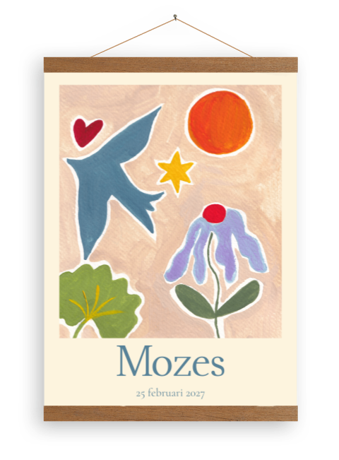 Canvasposter zwaluw bloemen Mozes
