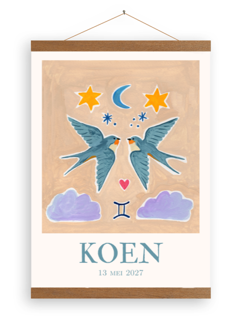Canvasposter Tweeling Gouache Koen