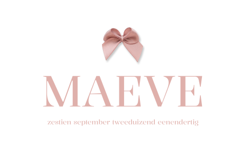 Chique geboortekaartje met roze strik en foto