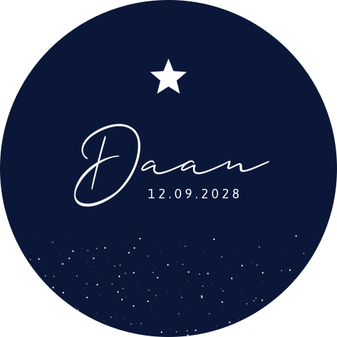 Raamsticker rond donkerblauw met stipjes en ster