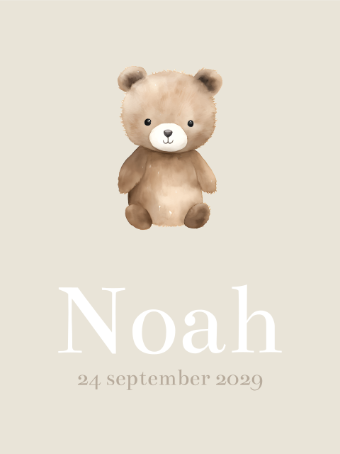 Poster staand lief beertje neutraal