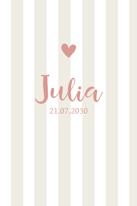 Geboortekaartje patroon streep beige meisje