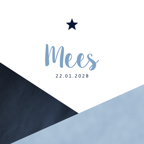 Geboortekaartje jongen met schuine vlakken blauw