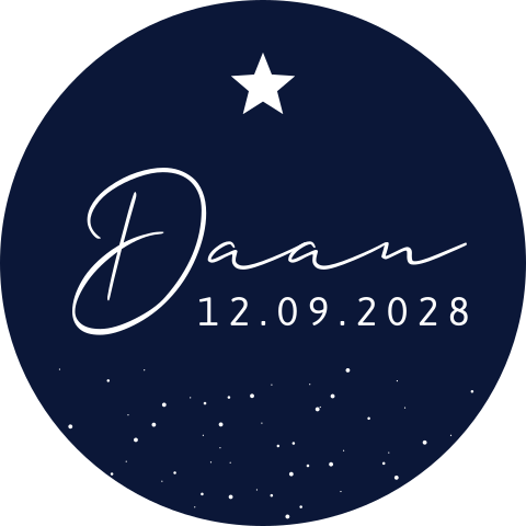 Doopsuiker stickers mat blauw met kleine stipjes 25 stuks 35 mm