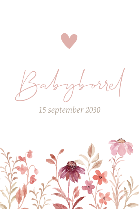 Kraamborrel waterverf bloemen