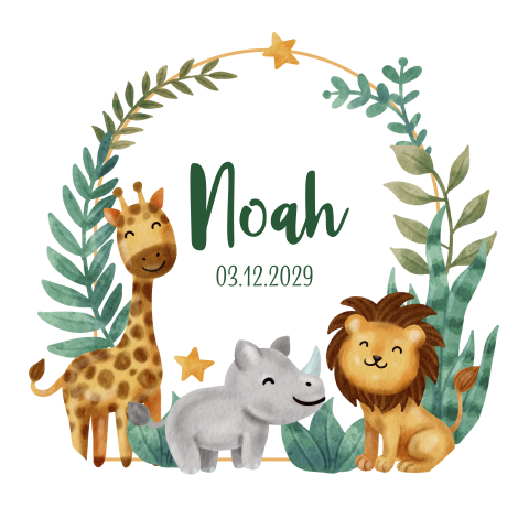 Stickervel jungle dieren met tropische bladeren