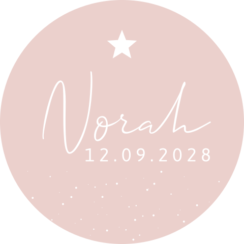 Doopsuiker stickers mat roze met kleine stipjes 25 stuks 35 mm