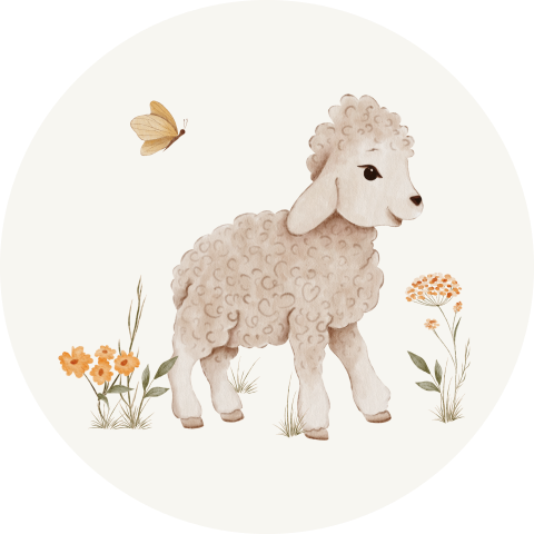Sluitzegel lief lammetje met gele bloemen