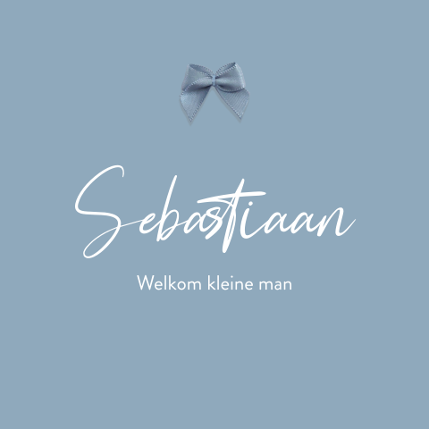 Blauw geboortekaartje met blauwe strik