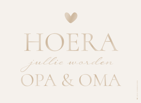 Wijnetiket 5 stuks beige hoera jullie worden opa en oma