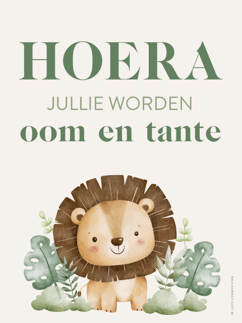 Wijnetiket 4 stuks beige met stoere leeuw