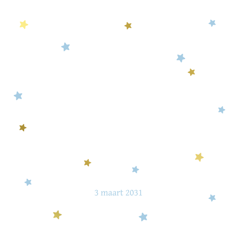 Geboortekaartje doorkijk met lichtblauwe wolk en foliedruk