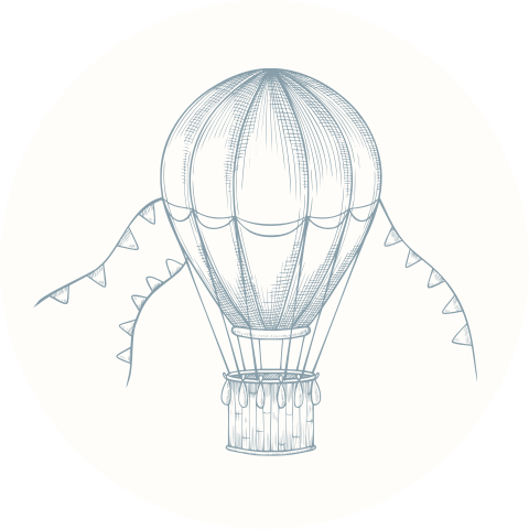 Sluitzegel luchtballon getekend grijsblauw