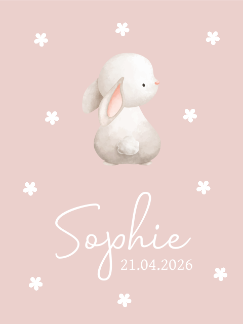 Poster staand lief konijntje