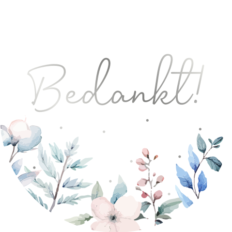 Ronde sticker met waterverf bloemen en bedankt