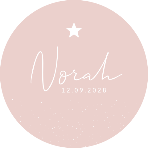 Raamsticker rond roze met stipjes en ster