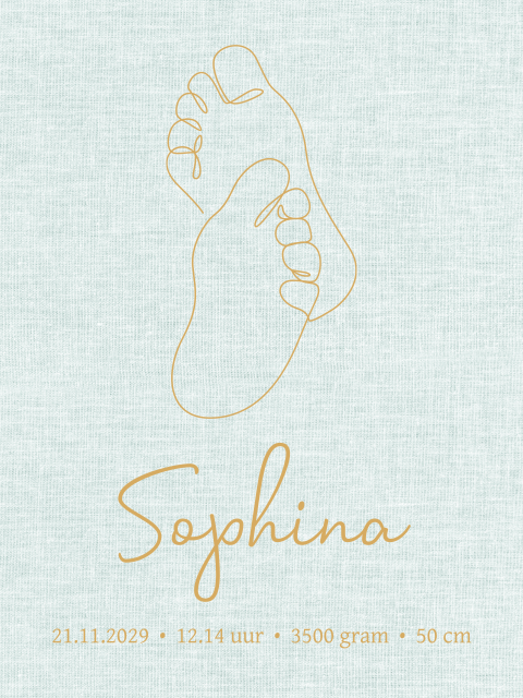 Poster goud gekleurde voetjes