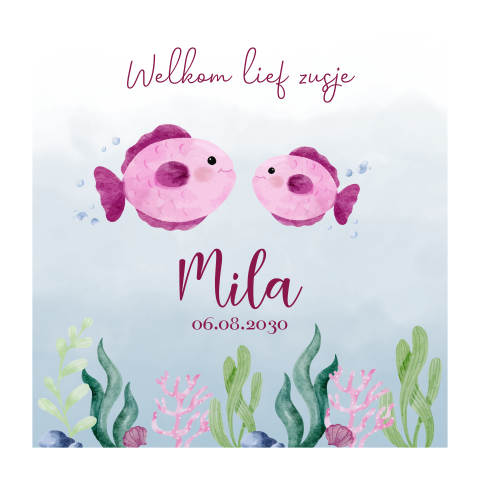Geboortekaartje visjes onderwaterwereld voor een meisje