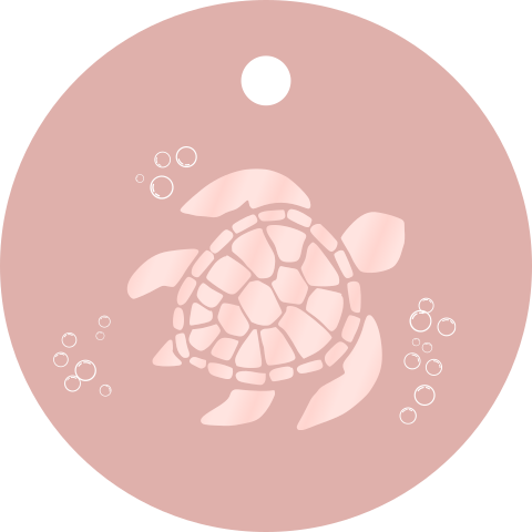 Label schildpad illustratie roze 16 stuks 40x40mm