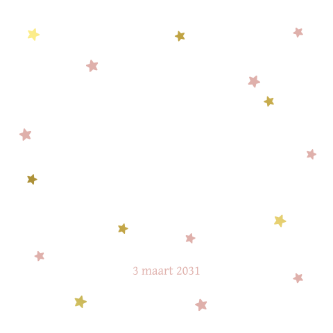 Geboortekaartje doorkijk met lichtroze wolk en foliedruk