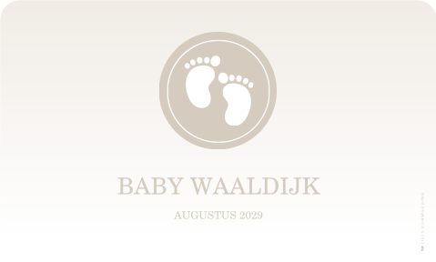 Wijnetiket liggend | 6 stuks taupe baby voetjes embleem